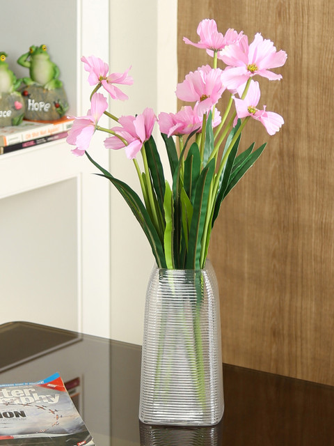 

Aapno Rajasthan Set Of 4 Pink & Green Flower Sticks