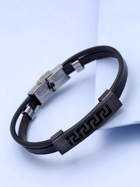 

Dare by Voylla Men Black Silver-Plated Handcrafted Bracelet