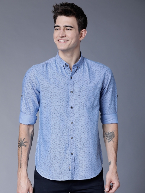 

LOCOMOTIVE Men Blue Slim Fit Printed Casual Shirt