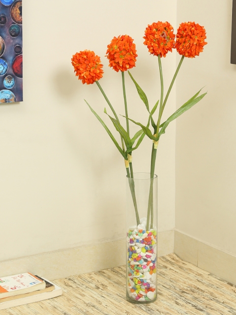 

Aapno Rajasthan Set Of 4 Orange Flower Sticks