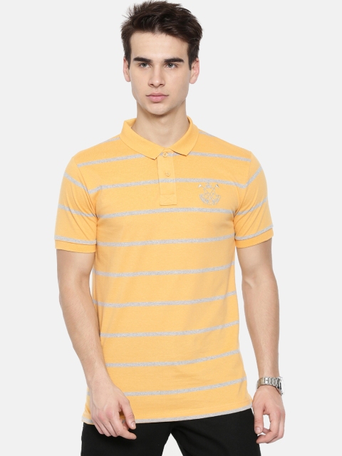 

Classic Polo Men Yellow Striped Slim Fit Polo Collar T-shirt