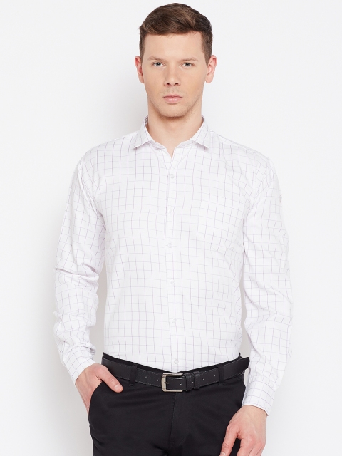 

Routeen Men Purple & White Slim Fit Checked Formal Shirt