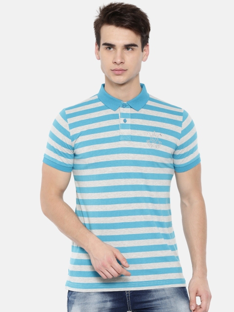 

Classic Polo Men Blue Striped Slim Fit Polo Collar T-shirt