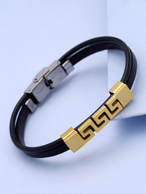 

Dare by Voylla Men Black Gold-Plated Handcrafted Bracelet