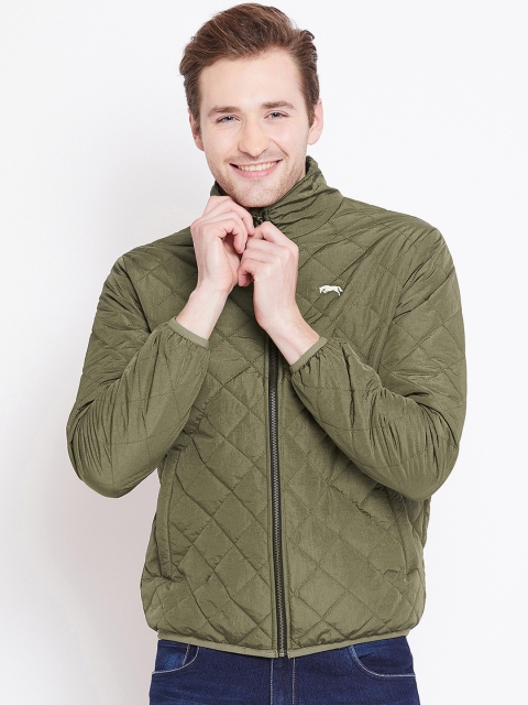 

JUMP USA Men Olive Green Solid Lightweight Quilted Jacket