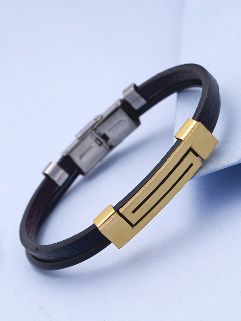 

Dare by Voylla Men Black Gold-Plated Handcrafted Bracelet