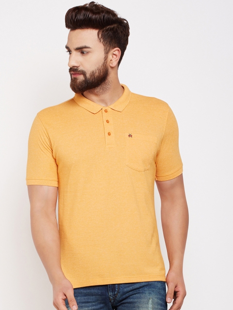 Crimsoune Club Men Yellow Solid Polo Collar T-shirt