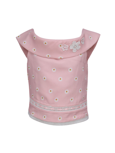 

CUTECUMBER Girls Peach-Coloured Printed Top