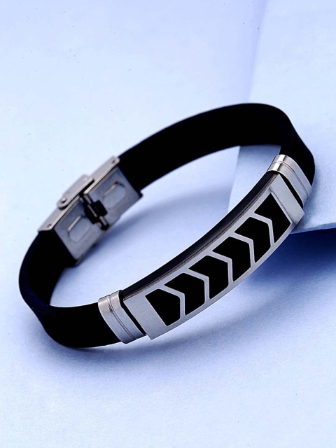 

Dare by Voylla Men Black Silver-Plated Handcrafted Bracelet