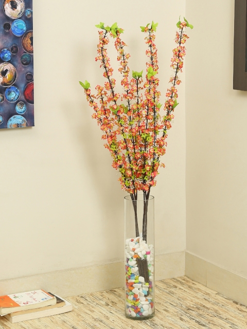 

Aapno Rajasthan Set Of 2 Orange & Green Flower Sticks