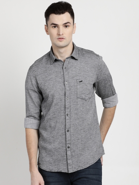 

Crocodile Men Grey Slim Fit Self Design Casual Shirt