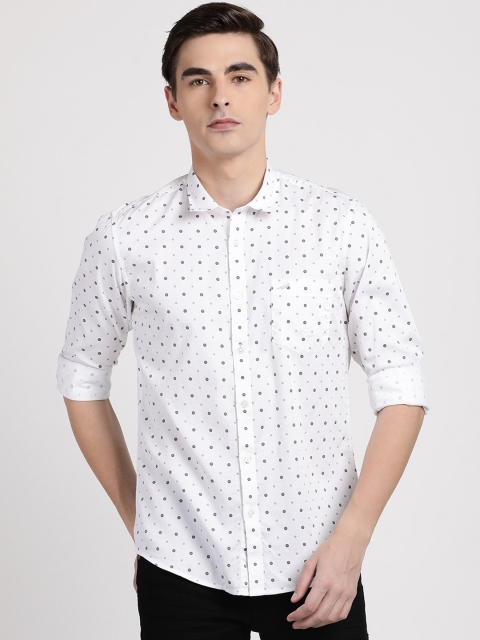 

Crocodile Men White Slim Fit Printed Casual Shirt