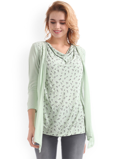 

Elle Women Green Printed Top