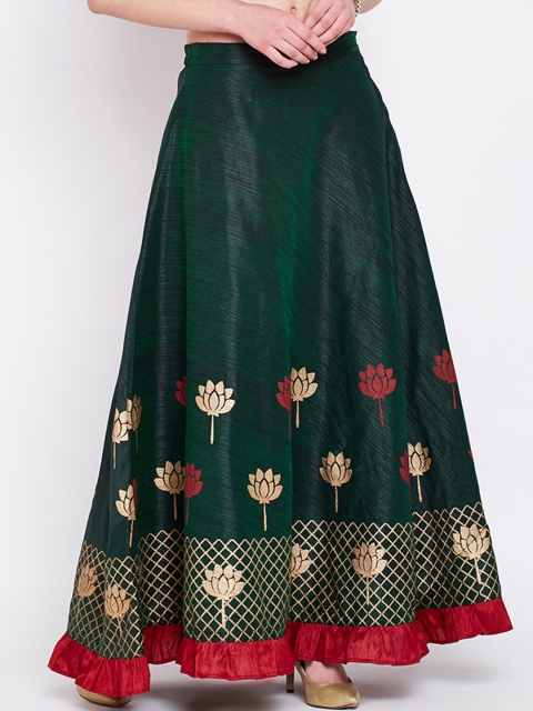 

Studio Rasa Women Green Printed A-Line Maxi Skirt