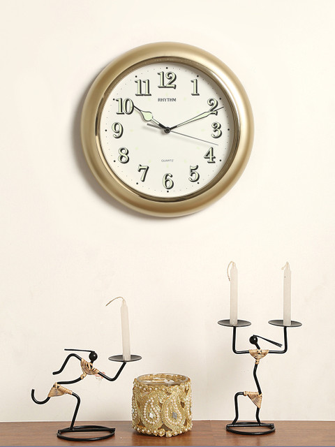 

Rhythm White Handcrafted Round Solid Analogue Wall Clock