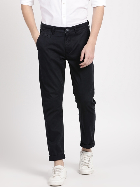 

Crocodile Men Navy Blue Smart Slim Fit Solid Chinos