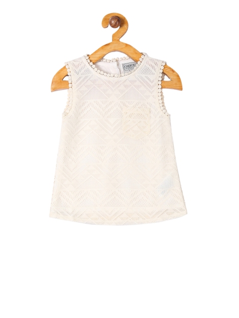

Cherokee Girls Off-White Self Design A-Line Top
