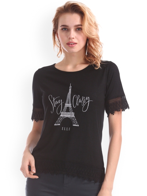 

Elle Women Black Printed Top