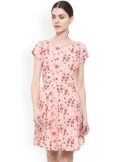 

Allen Solly Woman Women Peach-Coloured Printed Fit and Flare Dress