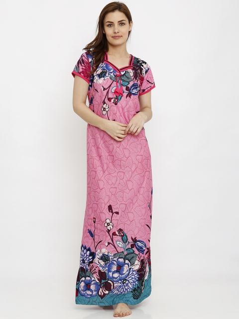 

Pretty Awesome Pink & Blue Printed Nightdress PTAS209