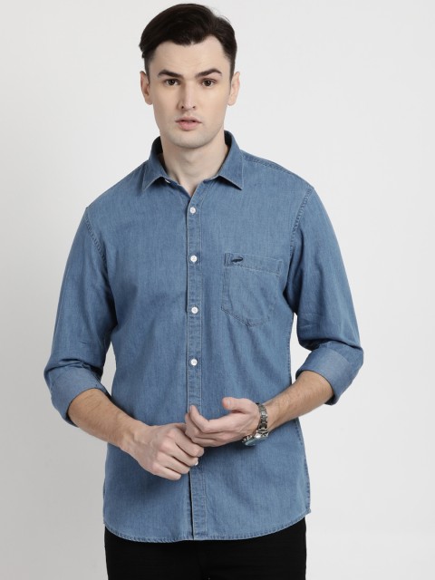 

Crocodile Men Blue Slim Fit Solid Casual Shirt