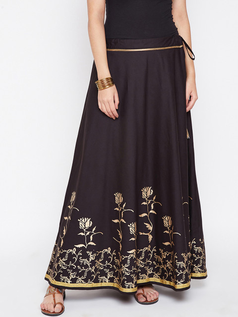 

Studio Rasa Women Black Printed A-Line Maxi Skirt