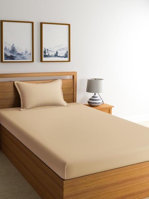 

Home Ecstasy Beige Solid 150 TC Cotton 1 Single Bedsheet with 1 Pillow Cover