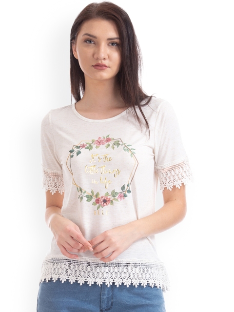 

Elle Women White Printed Top