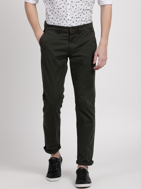 

Crocodile Men Green Smart Slim Fit Solid Chinos
