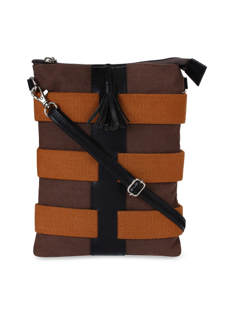 

Anekaant Brown & Black Striped Sling Bag