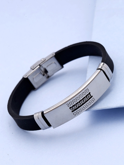 

Dare by Voylla Men Black Silver-Plated Handcrafted Bracelet
