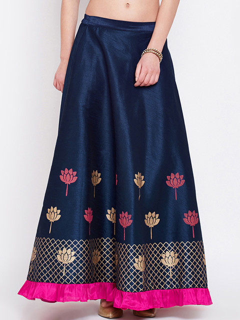 

Studio Rasa Women Navy-Blue Printed A-Line Maxi Skirt
