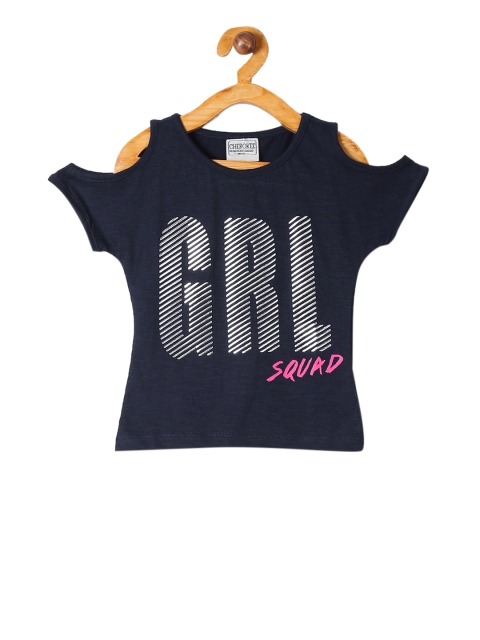 

Cherokee Girls Blue Printed Pure Cotton Top