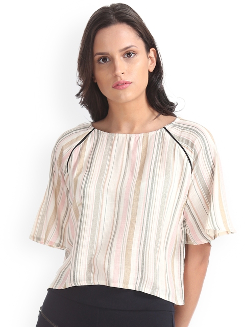

Bronz Women White Striped Top