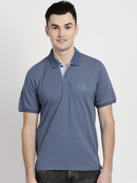 

Crocodile Men Blue Printed Polo Collar T-shirt