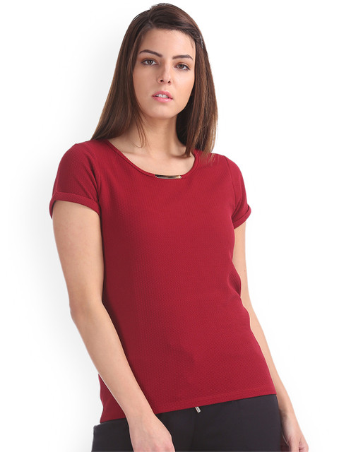 

Elle Women Red Self Design Top