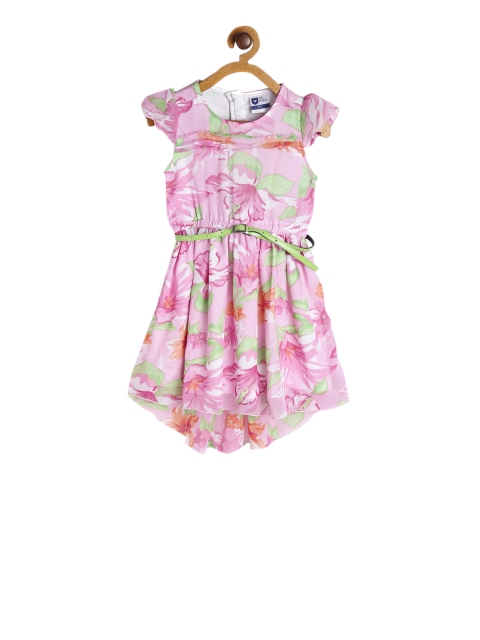 

612 league Girls Pink Printed Fit and Flare Dress