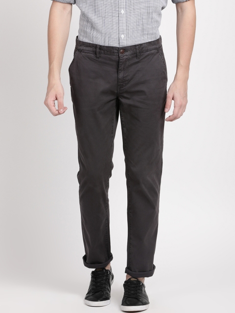 

Crocodile Men Grey Smart Slim Fit Solid Regular Trousers