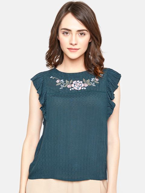 

VividArtsy Women Green Printed Top