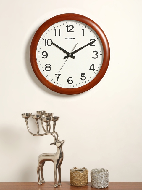 

Rhythm White Handcrafted Round Solid Analogue Wall Clock