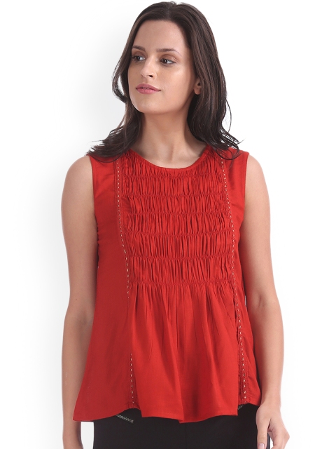 

Bronz Women Rust Solid A-Line Top