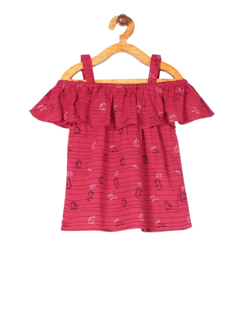 

Cherokee Girls Red Striped A-Line Pure Cotton Top
