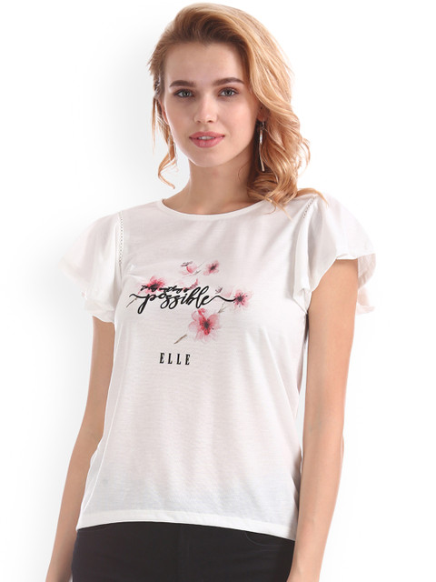 

Elle Women White Printed Top