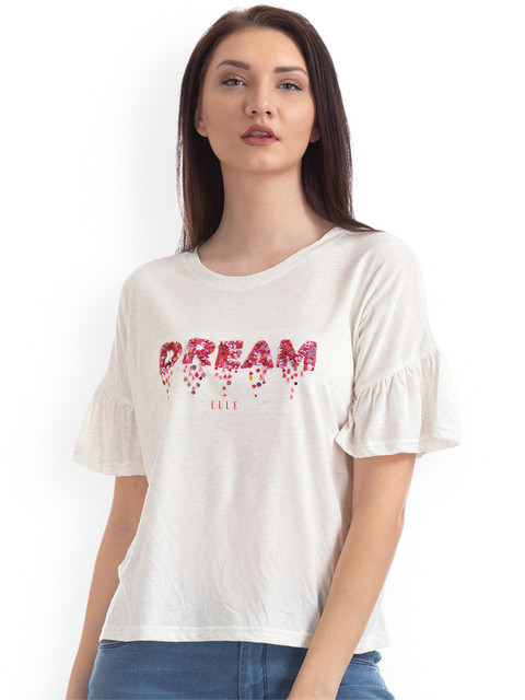 

Elle Women White Printed Top