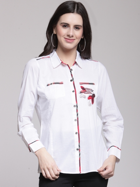 

plusS Women White Regular Fit Solid Casual Shirt