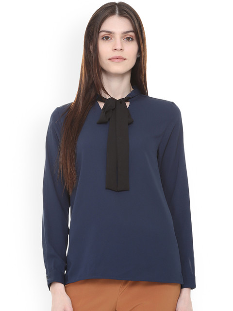 

Van Heusen Woman Navy Blue Solid Top