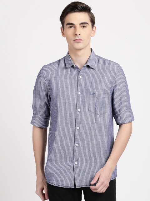 

Crocodile Men Blue Slim Fit Striped Casual Shirt