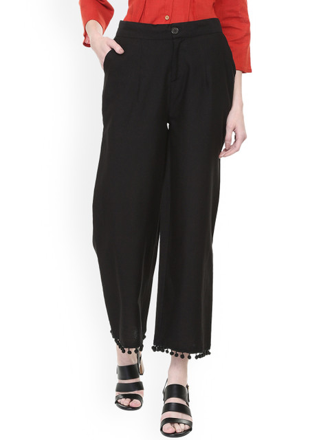 

People Women Black Flared Solid Palazzos