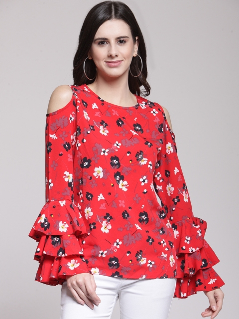 

plusS Women Red Printed Top