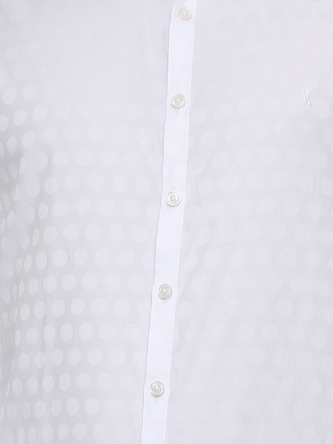 

V Dot Men White Slim Fit Self Design Casual Shirt